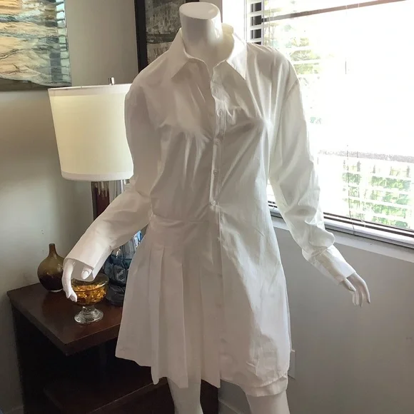 Zara White Cotton Layered Mini Shirt Dress - Picture 4 of 11